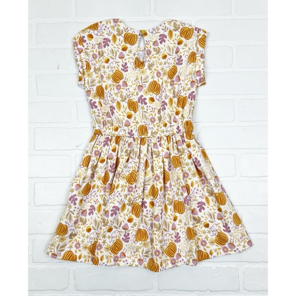NWOT Cynthia Rowley Girls Glitter Pumpkin Fall Leaves Short Sleeve Dress XS 4 - Picture 3 of 6